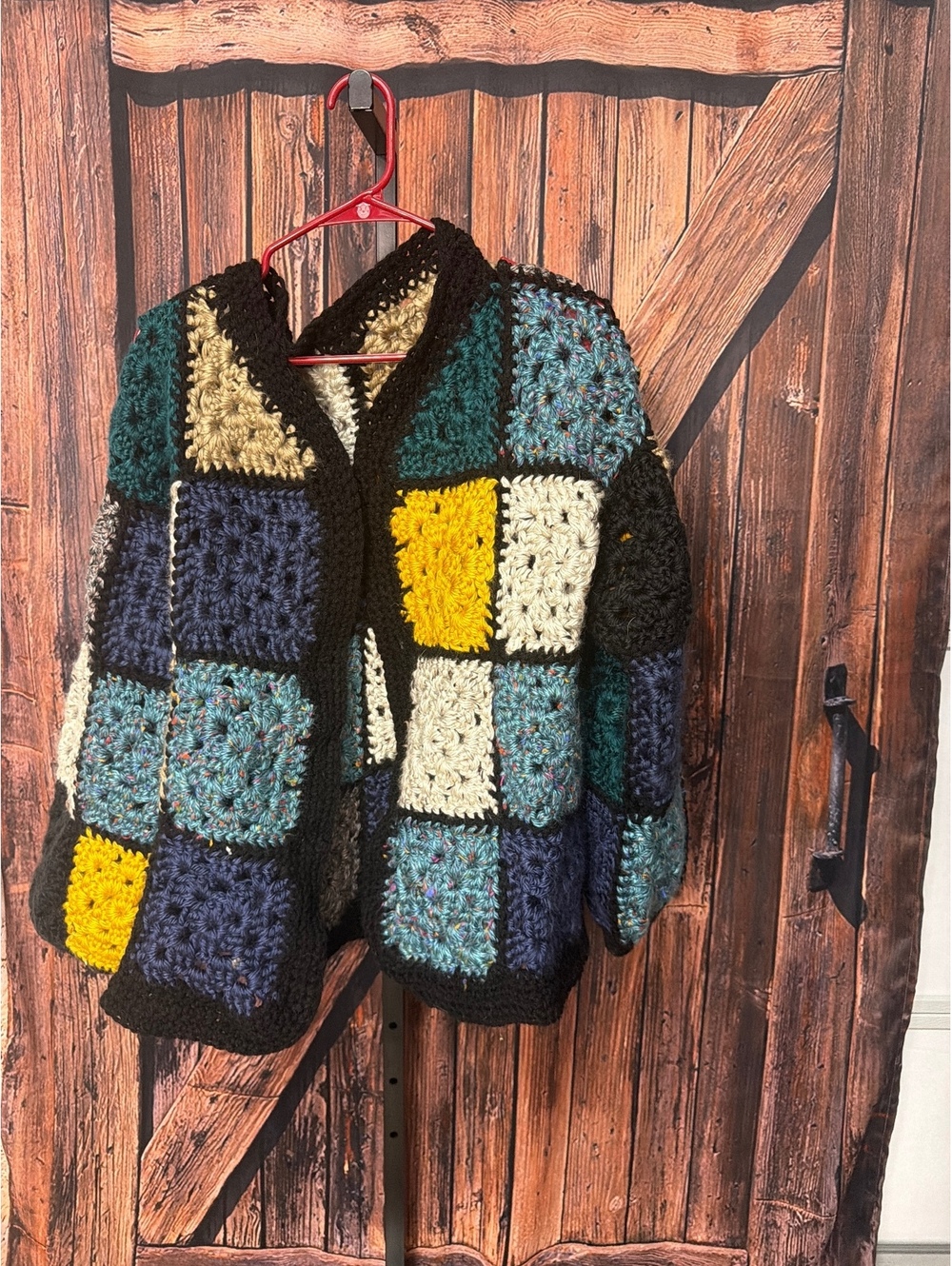 Handmade Multicolor Crochet Patchwork Cardigan Sweater best for a medium